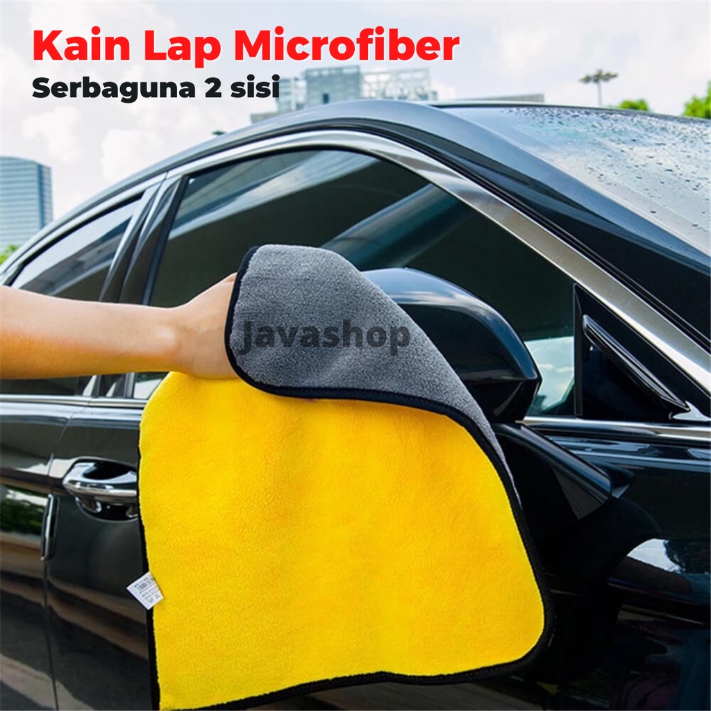 JAVASHOP Kain Lap Microfiber Serbaguna 2 Sisi Lap Mobil Motor