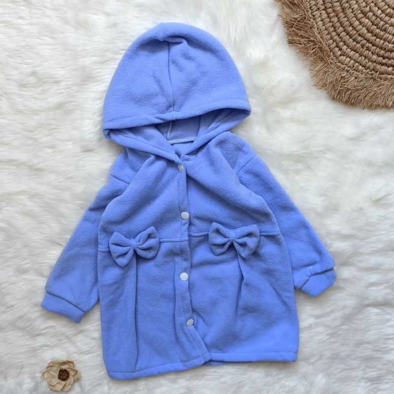 Jaket sweater cardigan bayi model pita Hoodie ala korean style 3-24 bulan