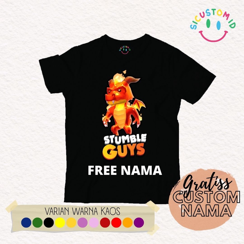 TERLARIS KAOS ANAK STUMBLE GUYS GRATIS CUSTOM KARAKTER DAN NAMA TANGAN PENDEK CUSTOM