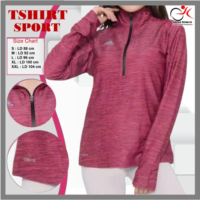 pStore88 - Baju Olahraga Gowes Joging Wanita Muslim Dry Fit Lengan Panjang Jumbo 1820