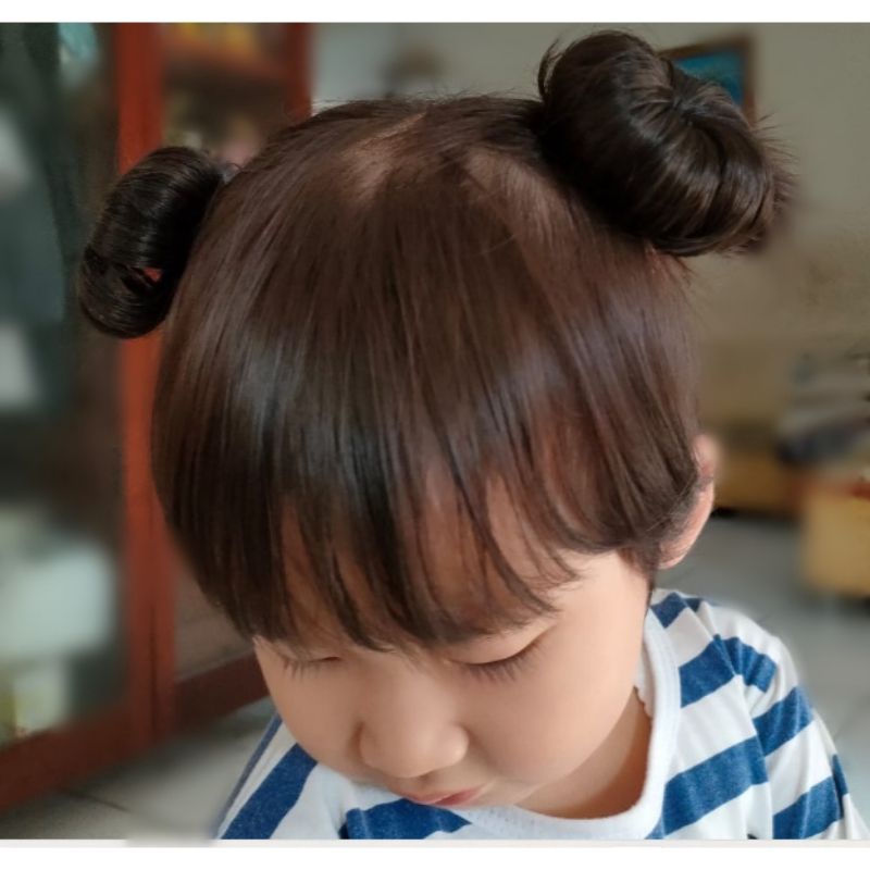 Jepit Rambut Palsu Bayi Anak Model Ball Hair Cepol Lucu