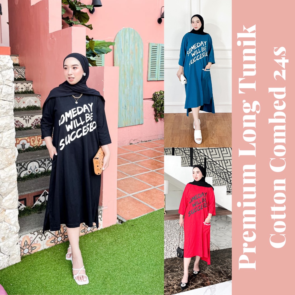 PREMIUM LONG TUNIK SOMEDAY / NEUM OFFICIAL / TUNIK WANITA TERBARU JUMBO IMPORT COTTON COMBED 24S / M