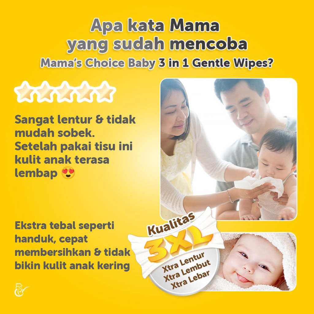 Tisu Basah Bayi - Baby Wet Wipes Mama's Choice - Tissue Basah Wajah, Tubuh, dan Peralatan Bayi