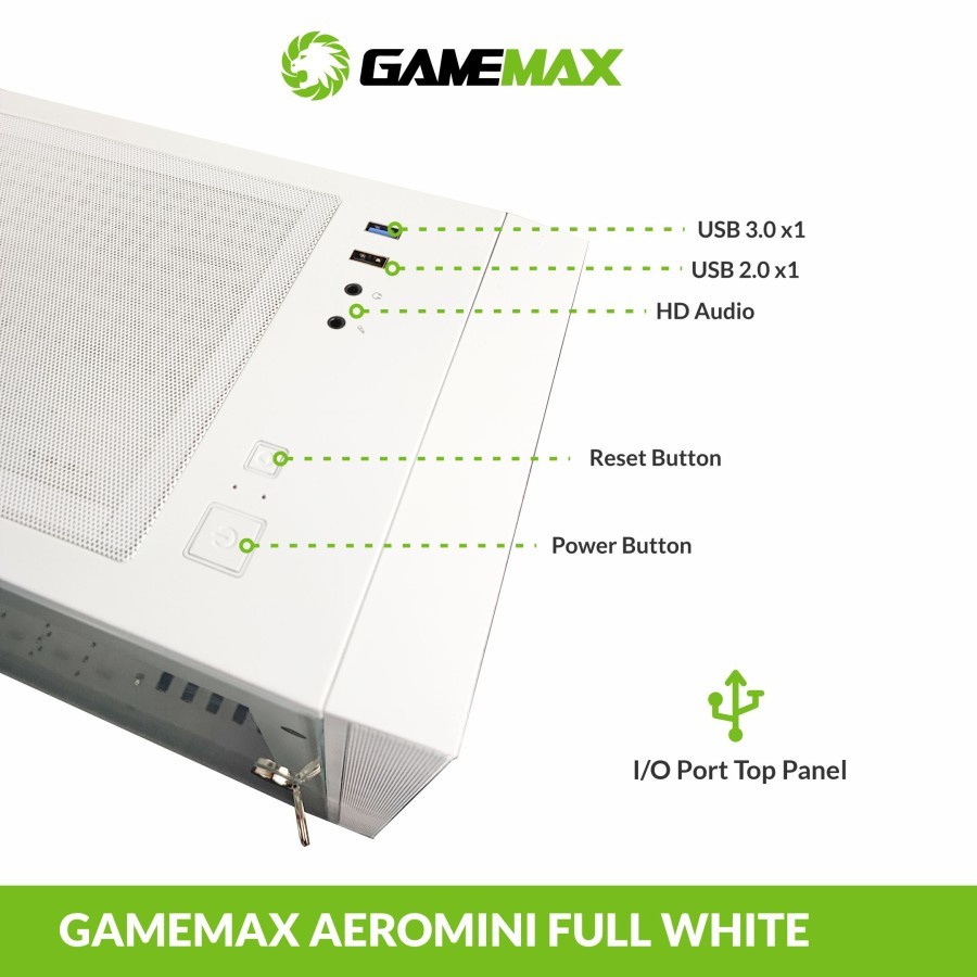 Gamemax Aero Mini White Micro ATX Gaming Casing PC