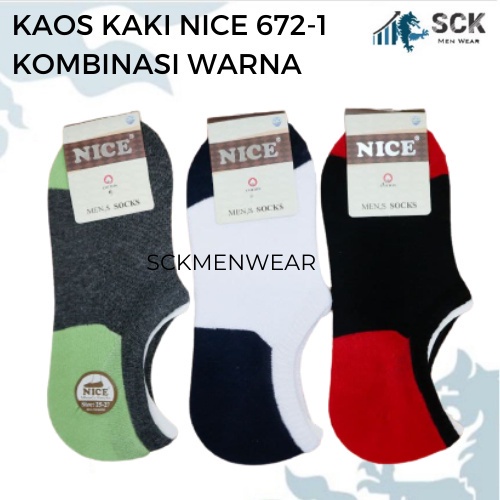 Kaos Kaki Pria NICE 672-1 Tumit POLOS / Kaus Kaki Invisible Socks Bawah Mata Kaki Cowok - sckmenwear GROSIR