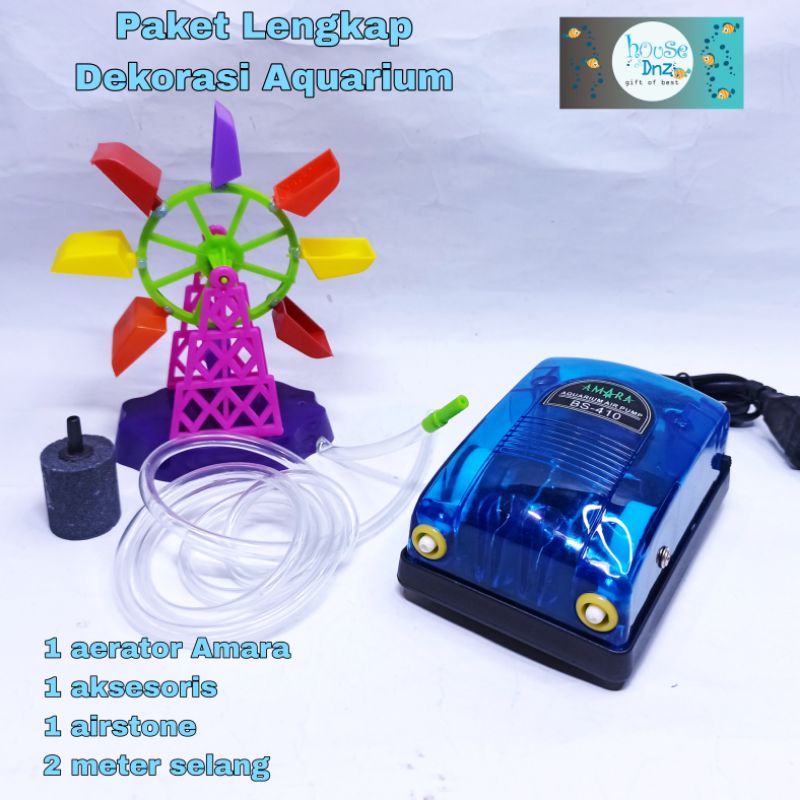 Hiasan Aquarium Rolling Scoop Aksesoris Kincir Satu Set Aerator