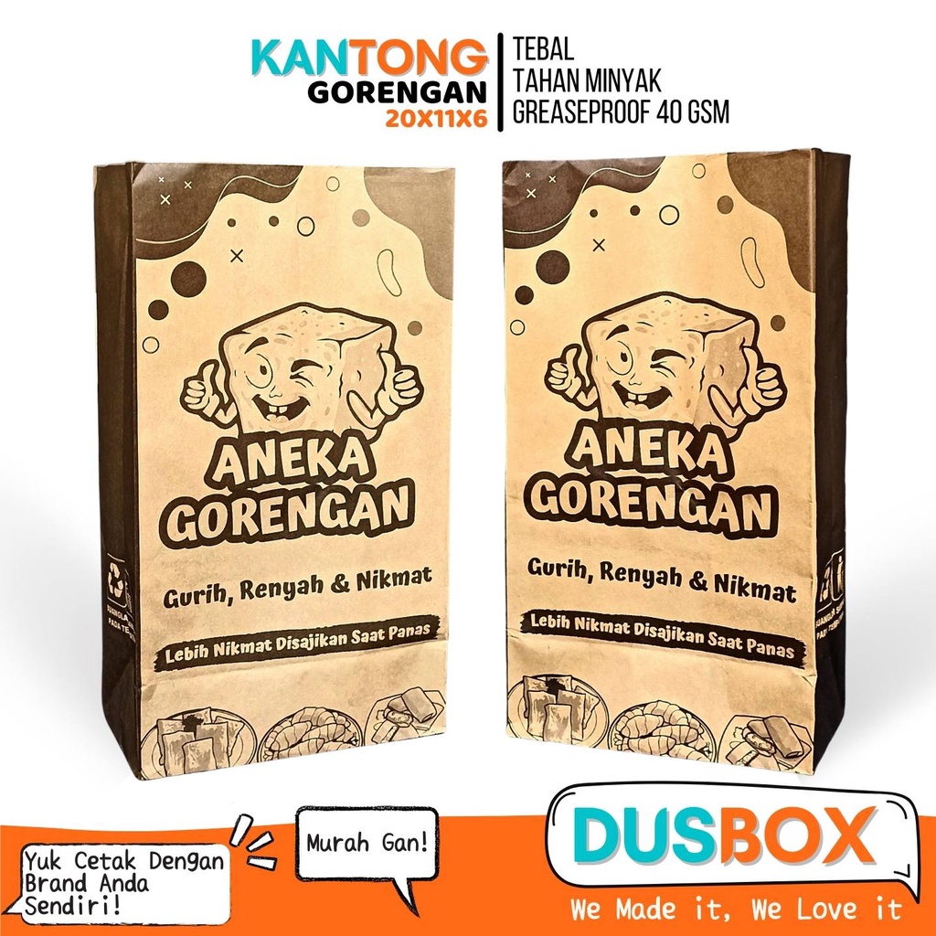 Kantong Gorengan / Kantong Tahu Crispy / Kemasan Kantong Gorengan / Kemasan Gorengan  / Paperbag / K