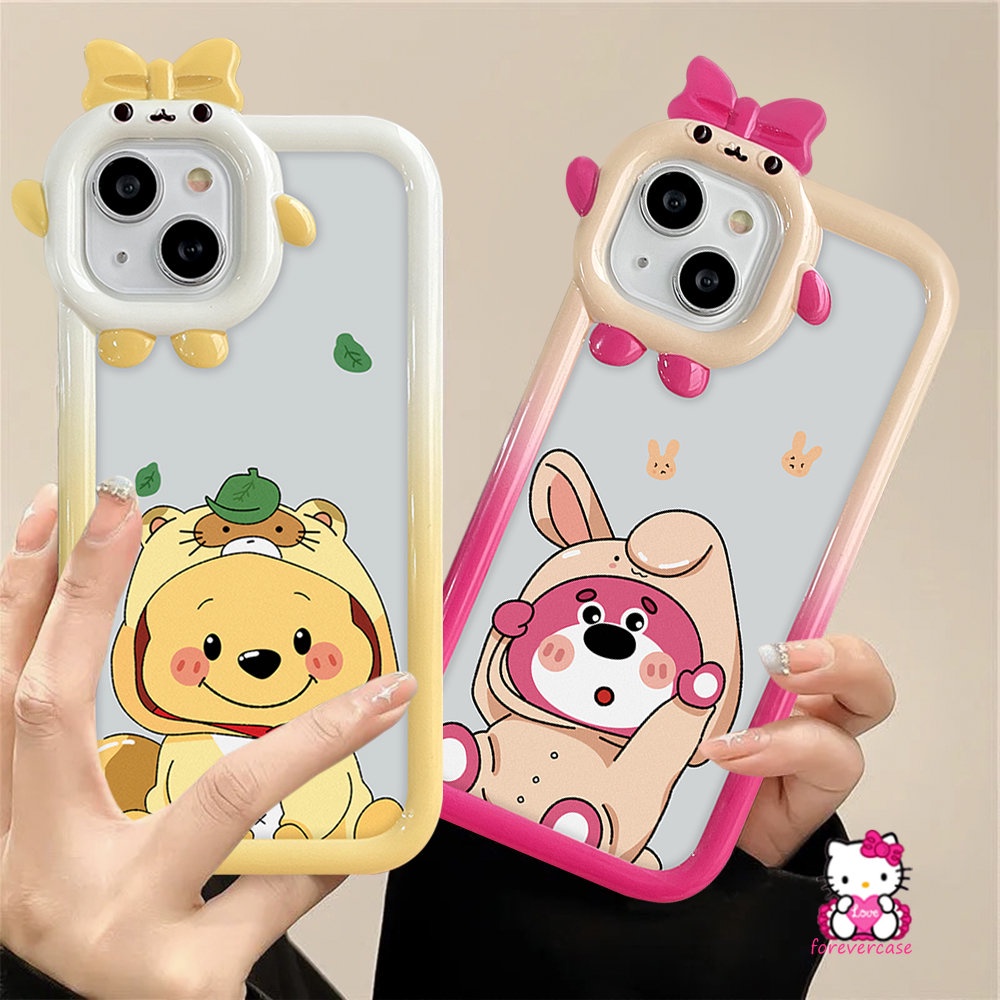 IPHONE Lovely Case Kompatibel Untuk Iphone11 12 13 14 Pro Max7 6 14 6s 8 Plus XR X XS Max SE 2020 Cute Strawberry Bear Manyo Lembut Winnie The Pooh Cover