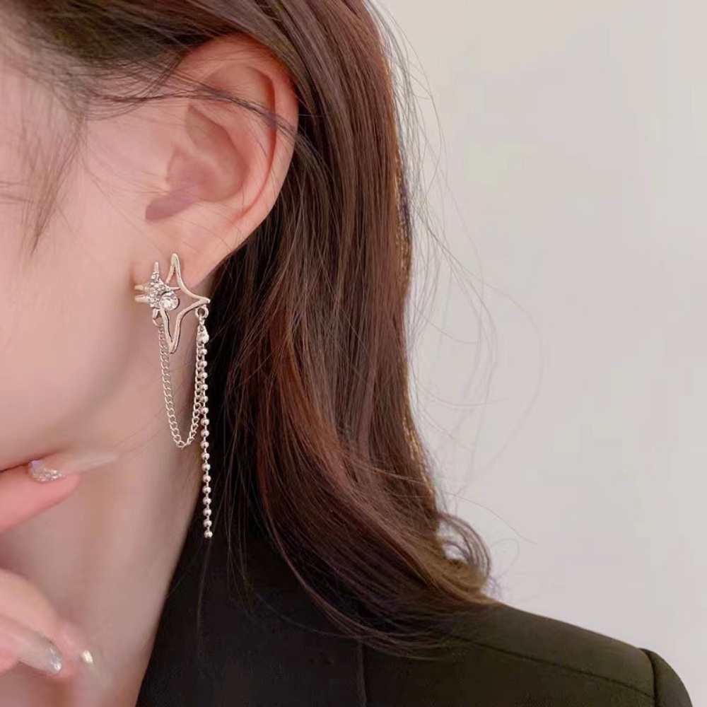 Deartiara Versi Korea Dengan Berlian Empat Bintang Rumbai Anting Ins Keren Fashion Serbaguna Anting Earrings