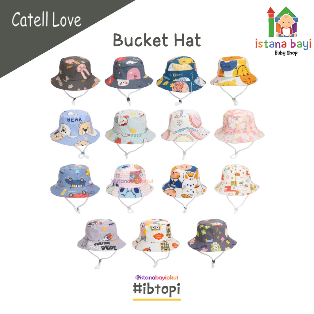 Catellove Topi Pantai Anak Tali Motif / Topi Anak - Bucket hat
