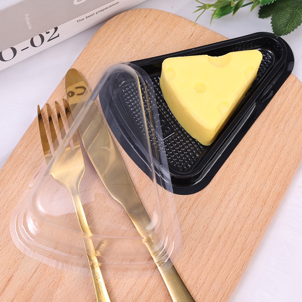 [Harga Grosir] Kotak Kue Segitiga Bening 8inci Perlengkapan Penyimpanan Makanan Bakery Rumahan Portable Dessert Packing Box Sealed Cheese Bread Container