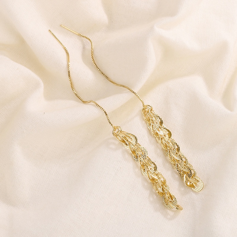 Anting Vintage Rumbai Panjang Mewah Warna Silver Gold Menjuntai Ear Hook Untuk Aksesoris Perhiasan Wanita Lady