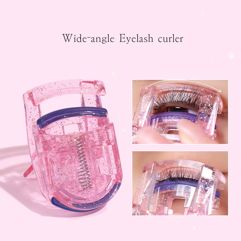 [Harga Grosir] Mini Portable Shiny Wide Angle Eyelash Curler Cute Lash Tweezers Eyelashes Curling Clip Practical Eye Makeup Tool Long Lasting Silicone Strip Small Eyelash Curler