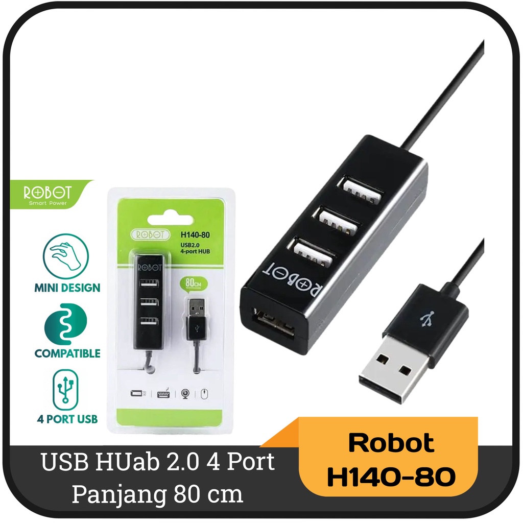 USB HUB 4 Port Robot H140-80 (Panjang Kabel 80cm)