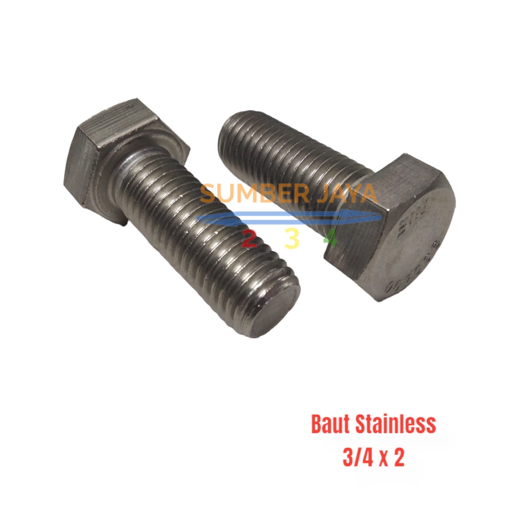Baut Hexagon Stainless Steel 3/4&quot; x 2&quot;