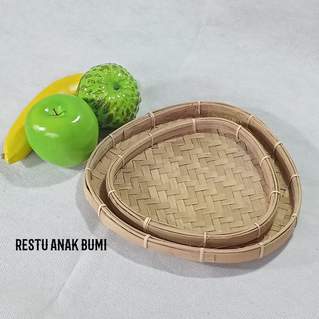 (A054) Piring Bambu Onigiri 18x18cm | 23x23cm | Piring Saji | Serving Food | Wadah saji | alas makan