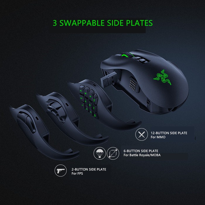 Razer Naga Pro Customizeable MMO Wireless Bluetooth Gaming Mouse