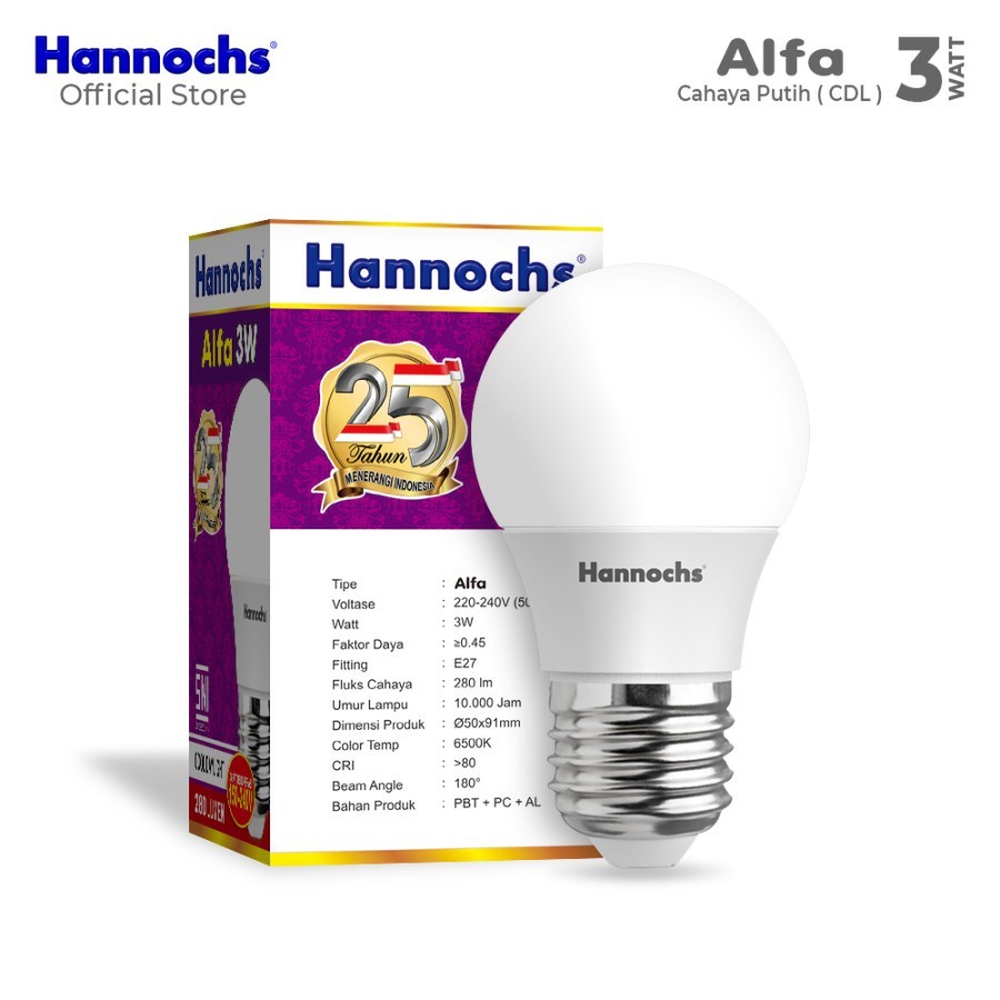 Hannochs - Lampu LED Alfa - 3 watt - cahaya Putih