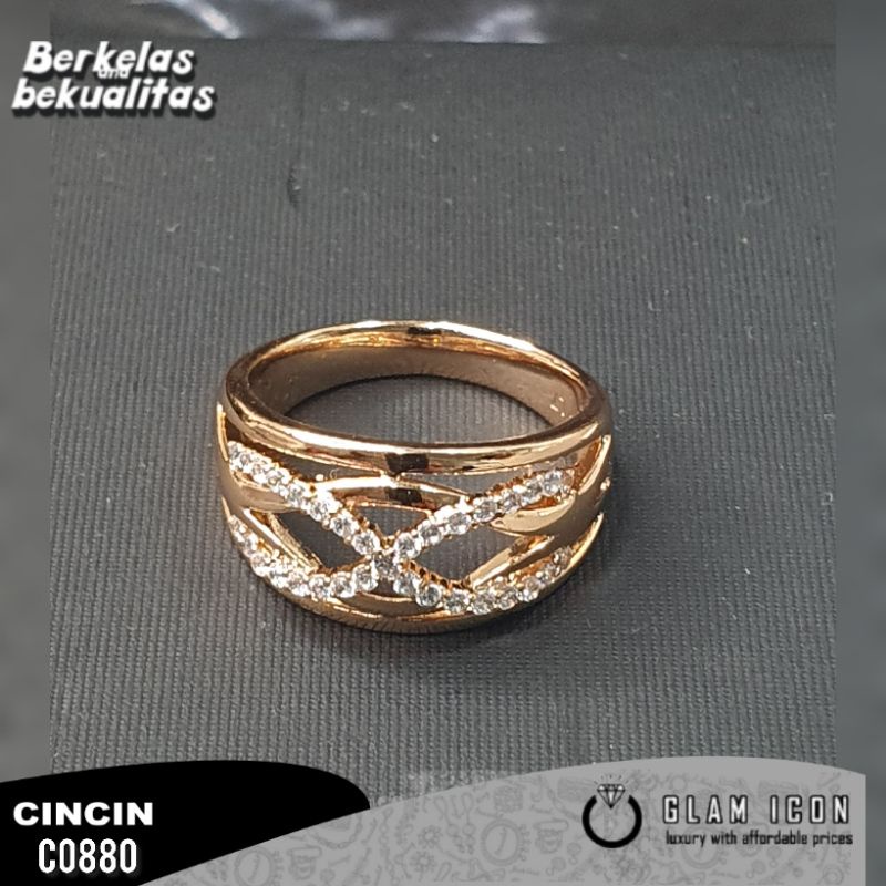 Cincin Wanita Motif Mata baris silang daun C0880 CCG