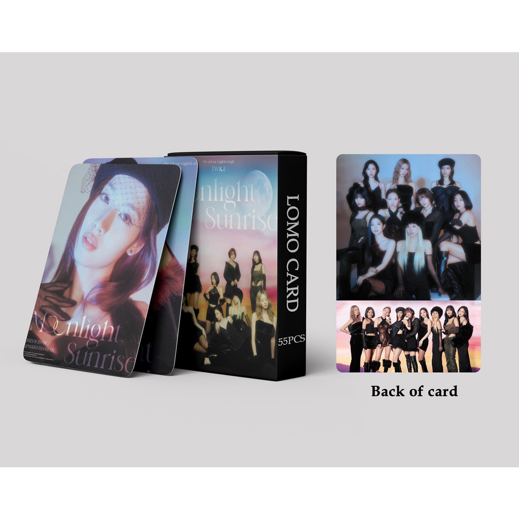 55pcs / box TWICE Album MOONLIGHT SUNRISE Photocards Momo Sana Mina Jihyo Dahyun Tzuyu Nayeon Jeongyeon Chaeyoung Lomo Cards Kpop Postcards