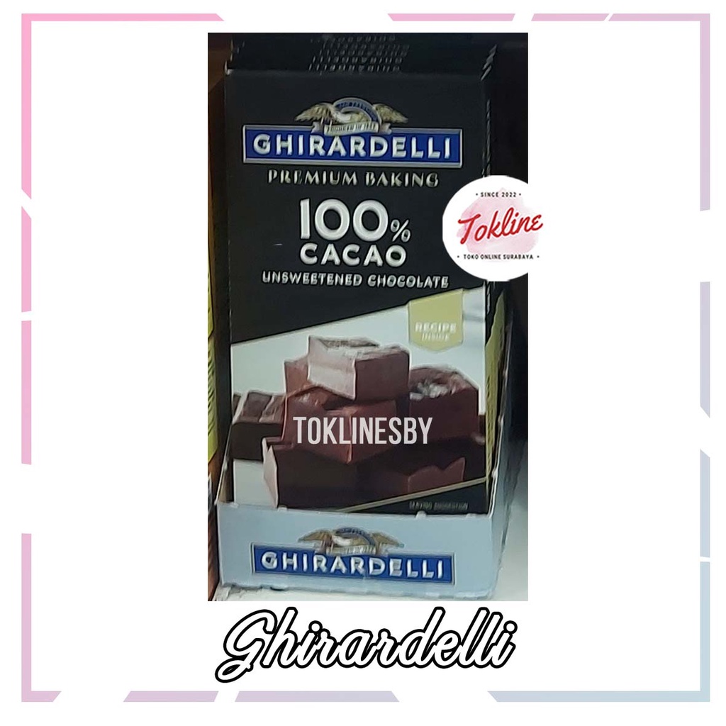 

GHIRARDELLI 100% COCOA UNSWEETENED CHOCOLATE COKLAT BATANG 4oz