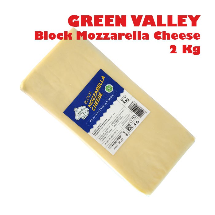GREEN VALLEY - Block Mozzarella Cheese 2 Kg / Keju Mozzarella Balok 2000 Gram