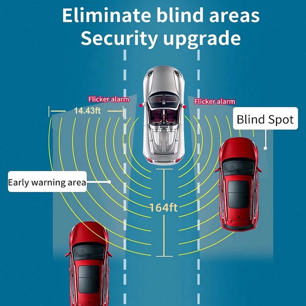 2pcs Car Blind Spot Radar Detection System Lampu Peringatan Mengemudi Bantuan Bolak Balik Sensor Microwave Lampu Sinyal Mobil Safety Driving Buzzer Annunciator