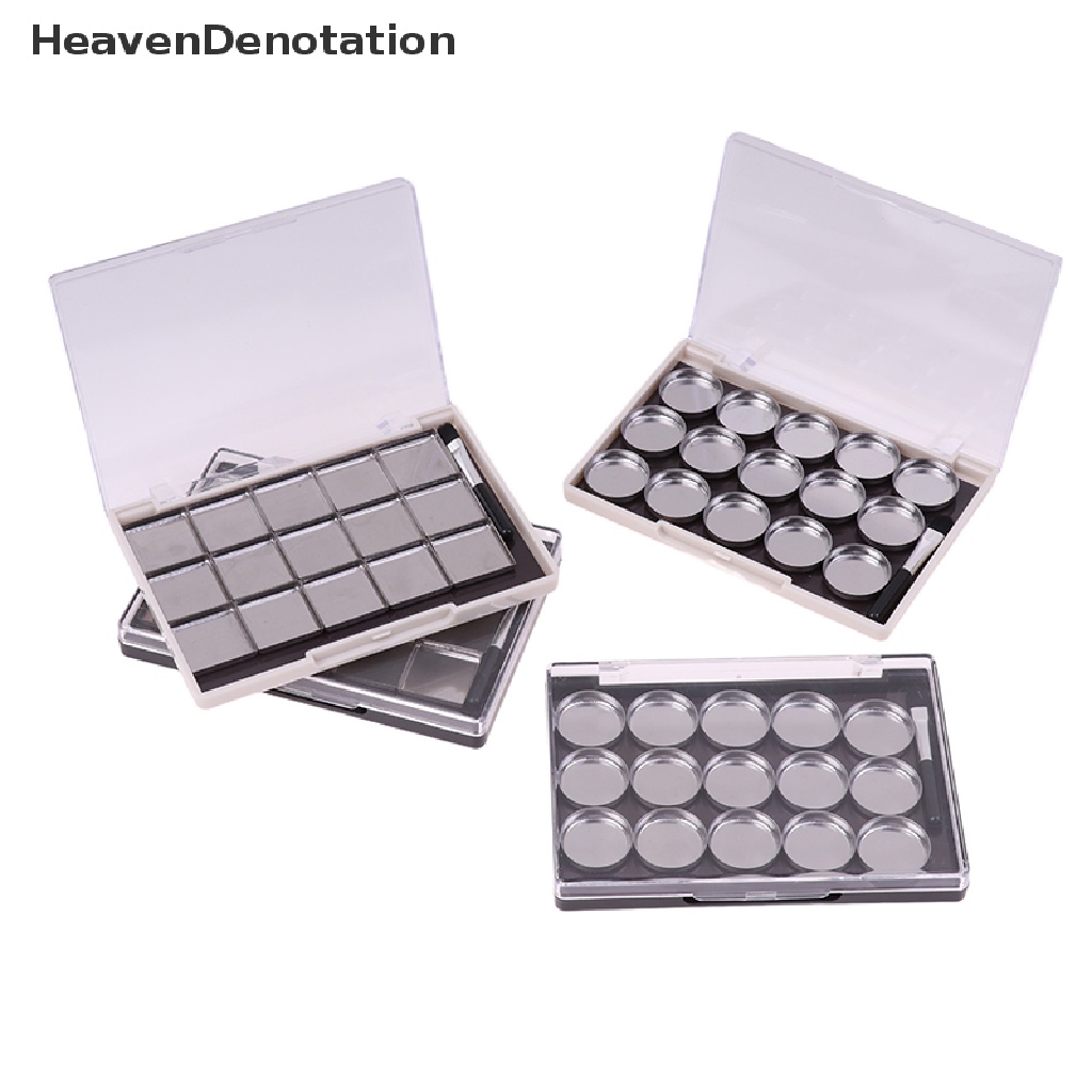 [HeavenDenotation] 1pc Palet Kosmetik Magnetik Kotak Makeup DIY Dengan 15kisi Plat Besi Dan Kuas HDV