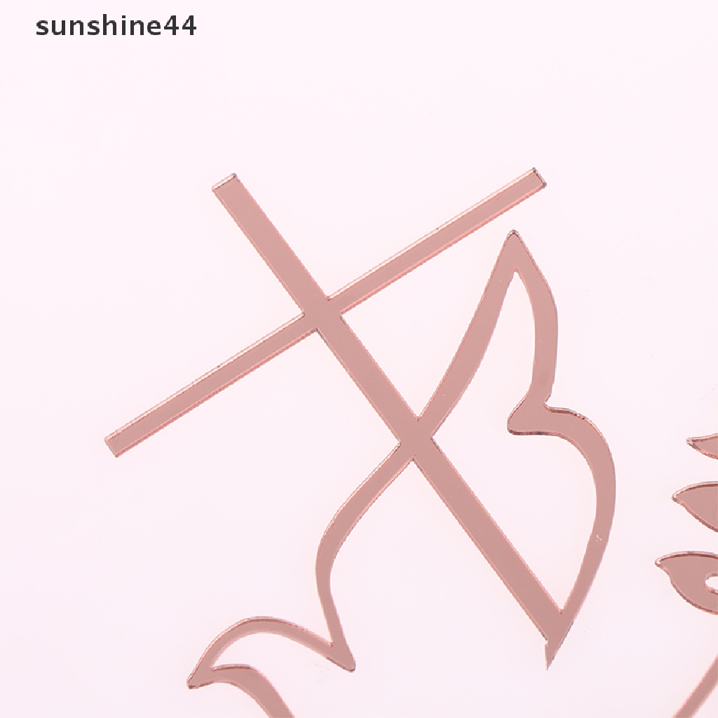 Sunshine Dove Cross Topper Hiasan Insert Kue Akrilik Minimalis Perjamuan Pertama ID