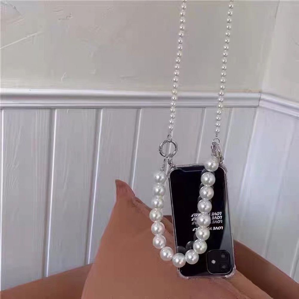 Ins Pearl Beads Phone Extend Chain Strap DIY Lanyard Aksesoris Tali Bahu Mutiara Panjang Untuk Wanita Perempuan