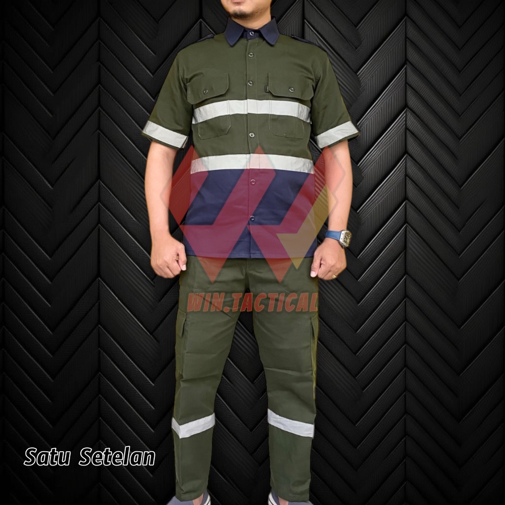 PAKAIAN KERJA SAFETY / BAJU WEARPACK PROYEK / COVERALL BAJU SAFETY KOMBINASI BIRU DONGKER SETELAN SAFETY KOMBINASI