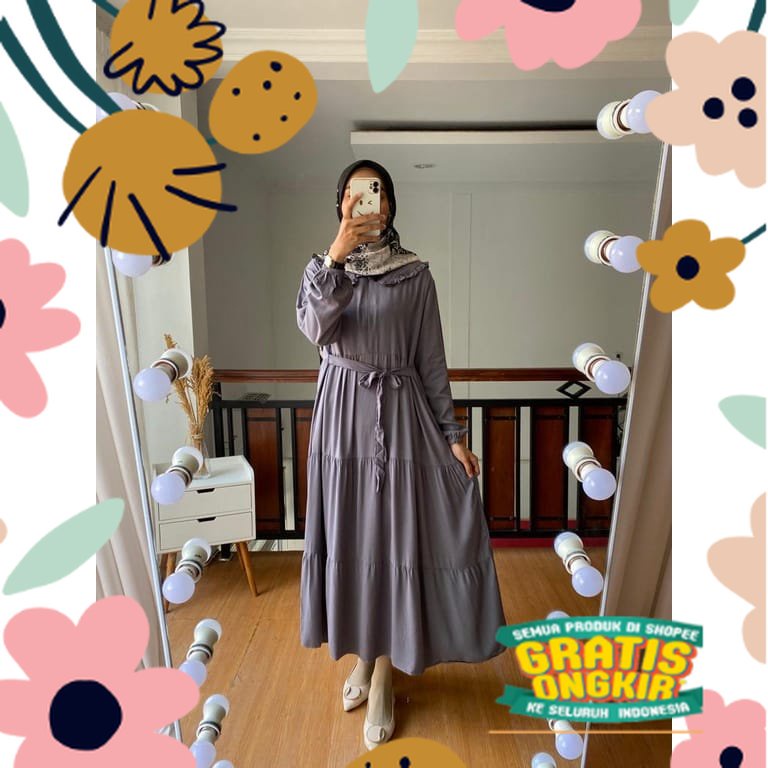 HANUM MIDI DRESS //DRESS KEKINIAN BAHAN KATUN RAYON / tosca mint