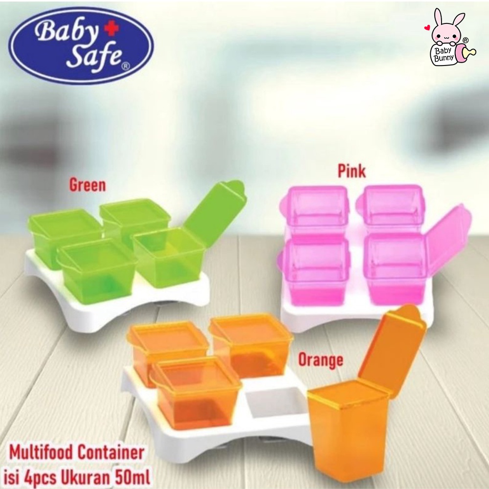 ❤ BELIA ❤ BABY SAFE Multi Food Container AP009 4 x 50ml | FC002 3 x 60ml tempat wadah makanan bayi bisa microwave | BABY BUNNY