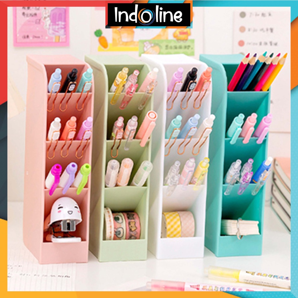 

Kotak Pensil Miring Tempat Organizer 4 Layer Multifungsi Alat Tulis Rumah Kantor Make Up Import COD 933