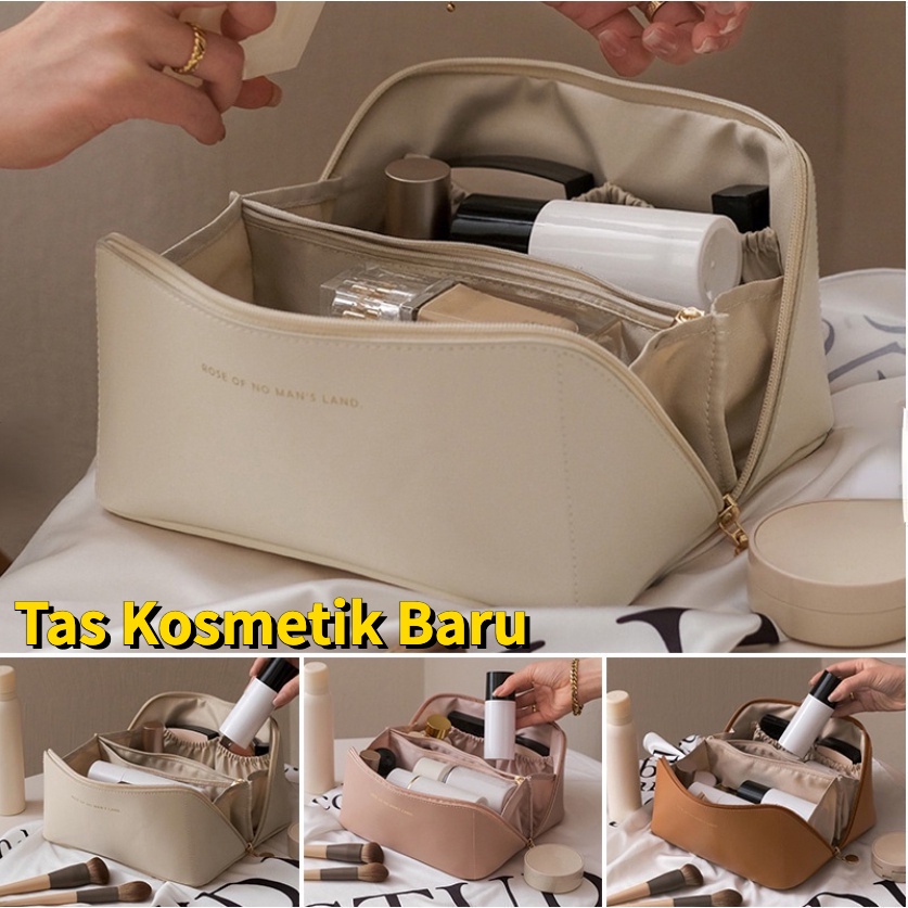 Tas Kosmetik Washbag / Tas Alat MakeUp / Cosmetic Bag Organizer /Tas Kosmetik Anti Air / Tas Kosmetik Travel / Pouch Kosmetik PU Kapasitas Besar