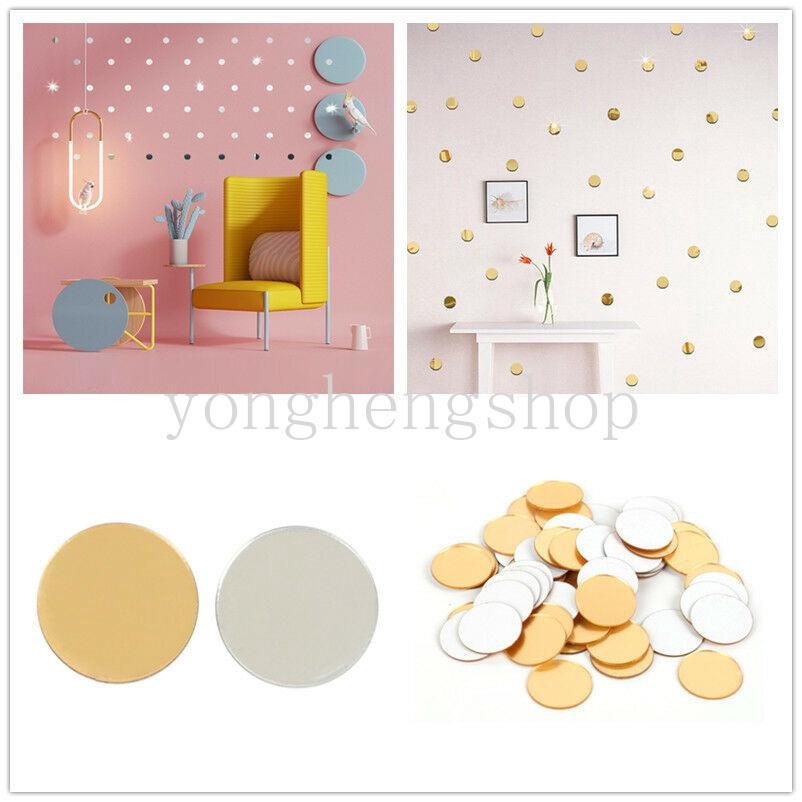 50pcs / set Stiker Dinding Motif Polkadot Bahan Akrilik Untuk Dekorasi Rumah