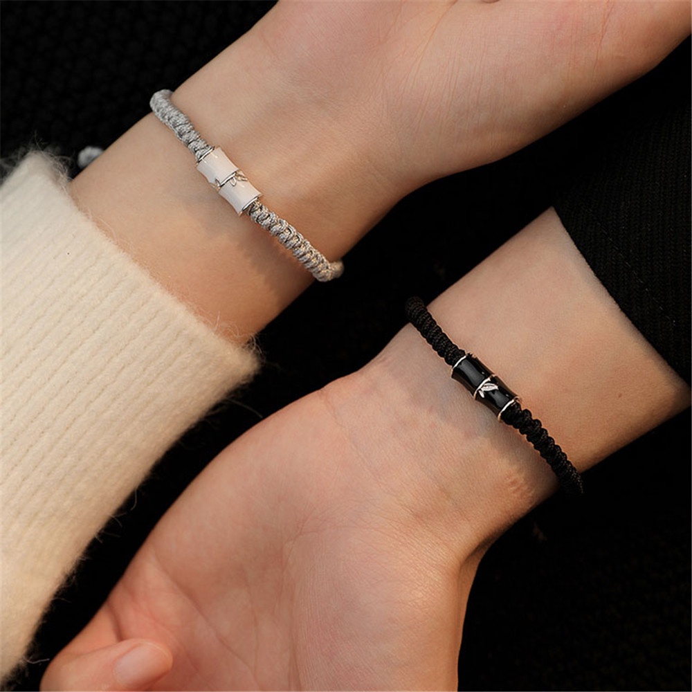 2pcs Gelang Pasangan Tali Tangan Bambu Kepang Serbaguna Hadiah Hari Valentine