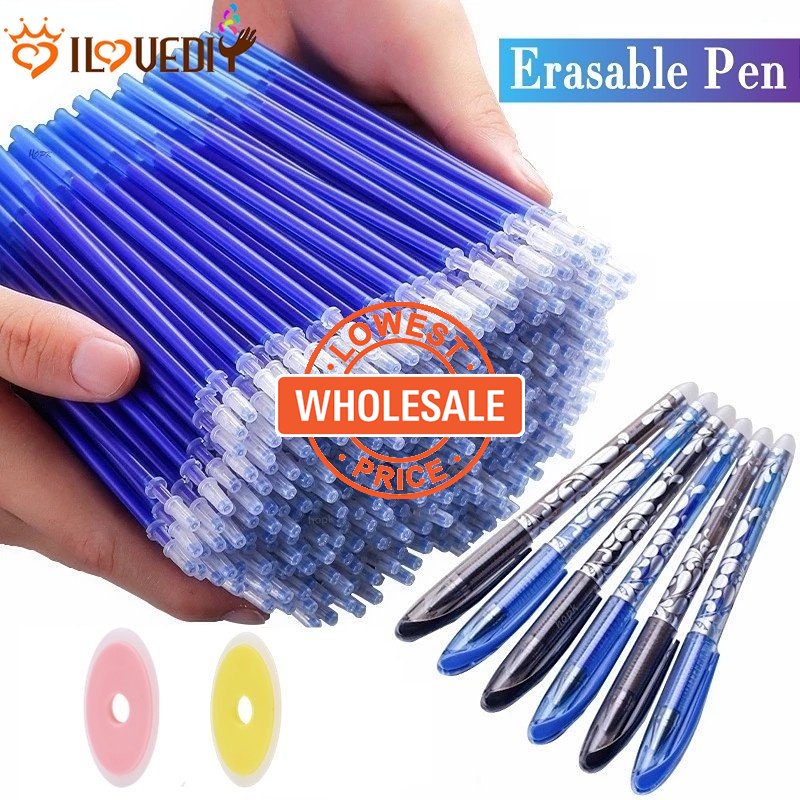 [Harga Grosir] 12pcs/Set 0.5mm 2warna Alat Tulis Siswa Hitam Biru Pena Netral Magic Erasable Neutral Pen Erasable Refill Set Perlengkapan Tulisan Kantor Sekolah