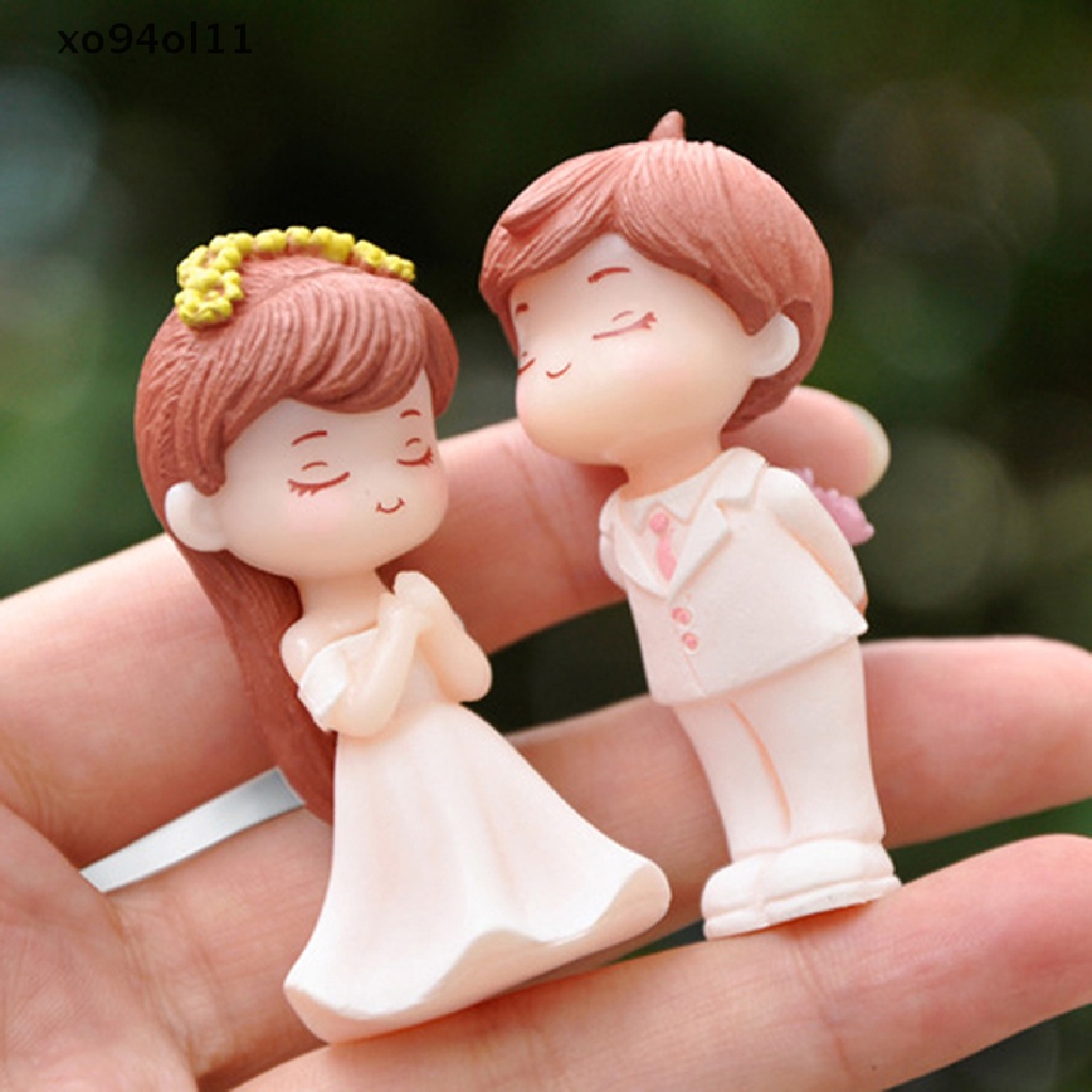 Xo 4Pcs/set Patung Pasangan Mini Lanskap Mikro DIY Miniatur Kerajinan Resin OL