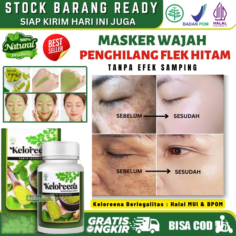 Ekstrak Daun Kelor Masker Untuk Penghilang Flek Hitam di Wajah, Pencerah Wajah, Pemutih Wajah Alami,