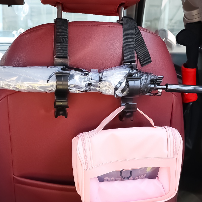 2pcs Car Back Seat Hook Multi-Fungsi Sandaran Kepala Kursi Belakang Kait Gantung Payung Holder Kursi Punggung Penyimpanan Organizer Auto Interior Aksesoris