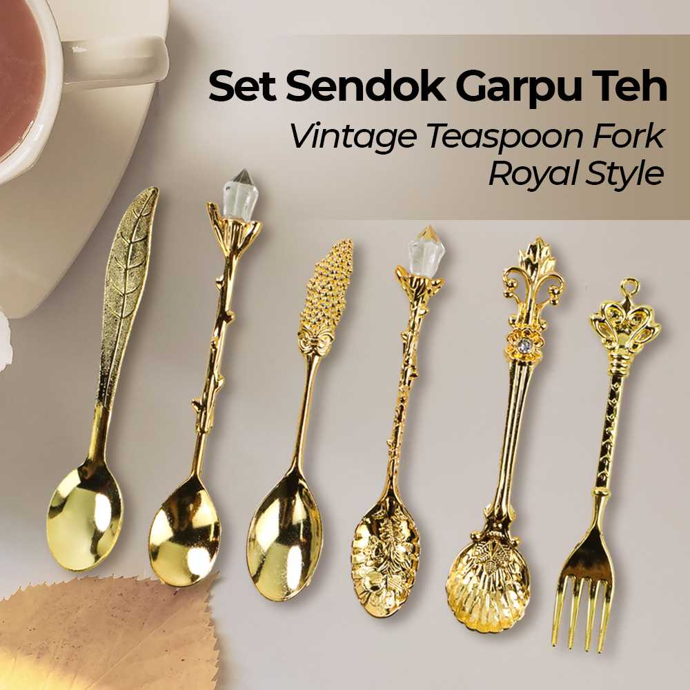 (BISA COD) FTIHSHP JYC Set Sendok Garpu Teh Vintage Teaspoon Fork Royal Style - LTA057