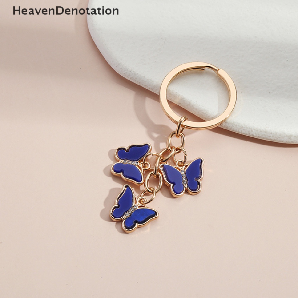 [HeavenDenotation] Gantungan Kunci Kupu-Kupu Lucu Gantungan Kunci Enamel Lapis Emas Untuk Wanita Gadis Handbag Aksesoris Ch Fashion Jewelry HDV