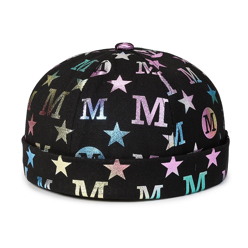 Fashion Kupluk bonnet M Huruf Bordir melon Topi Untuk Pria Wanita unisex Hip-hop outdoor Katun Murni retro Kasual Adjustable beanie hat