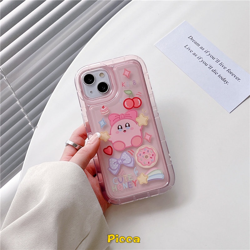 Kartun Kirby Cherry Candy Casing Realme C21Y C12 C25 C25s C15 C35 C11 2020 Realme C11 2021 5 C33 C25Y 6i 5i 5s C20A C20 C3 Cute Strawberry Bear Manyo Airbag Shockproof Soft Cover