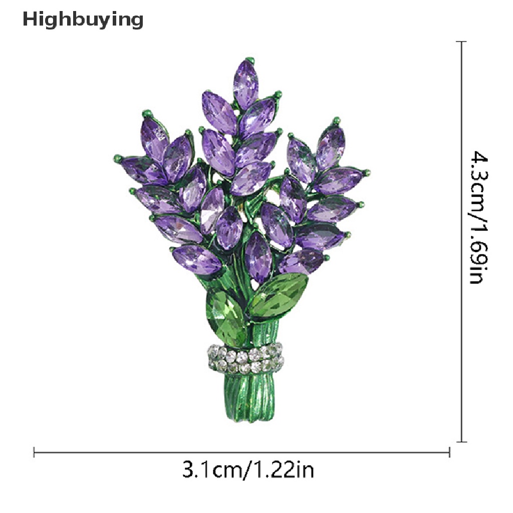 Hbid Women Brooch Romantic Crystal Lavender Flower Lapel Pins Alloy Plant Brooch Lapel Pins Accessories Gifts Jewelry Glory