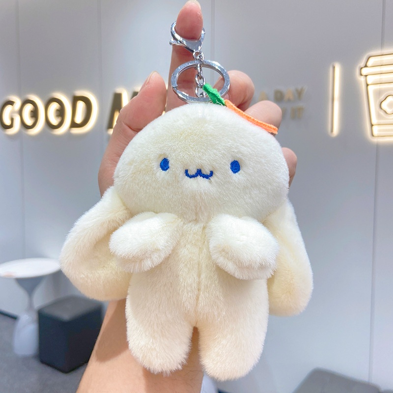 Plush Radish Rabbit Schoolbag Pendant Kreatif Boneka Boneka Tas Liontin Kartun Kelinci Pasangan Boneka Gantungan Kunci