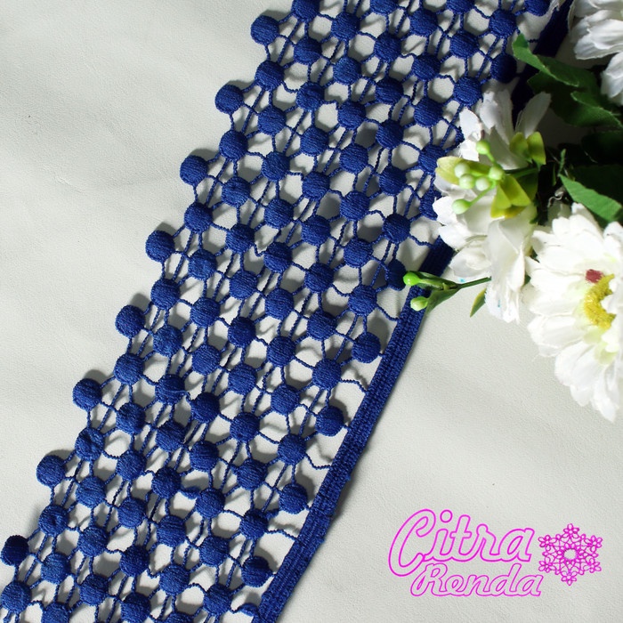 Terlaris (Per Meter) Rdp159 Renda Bordir Prada Hitam Lebar 10Cm