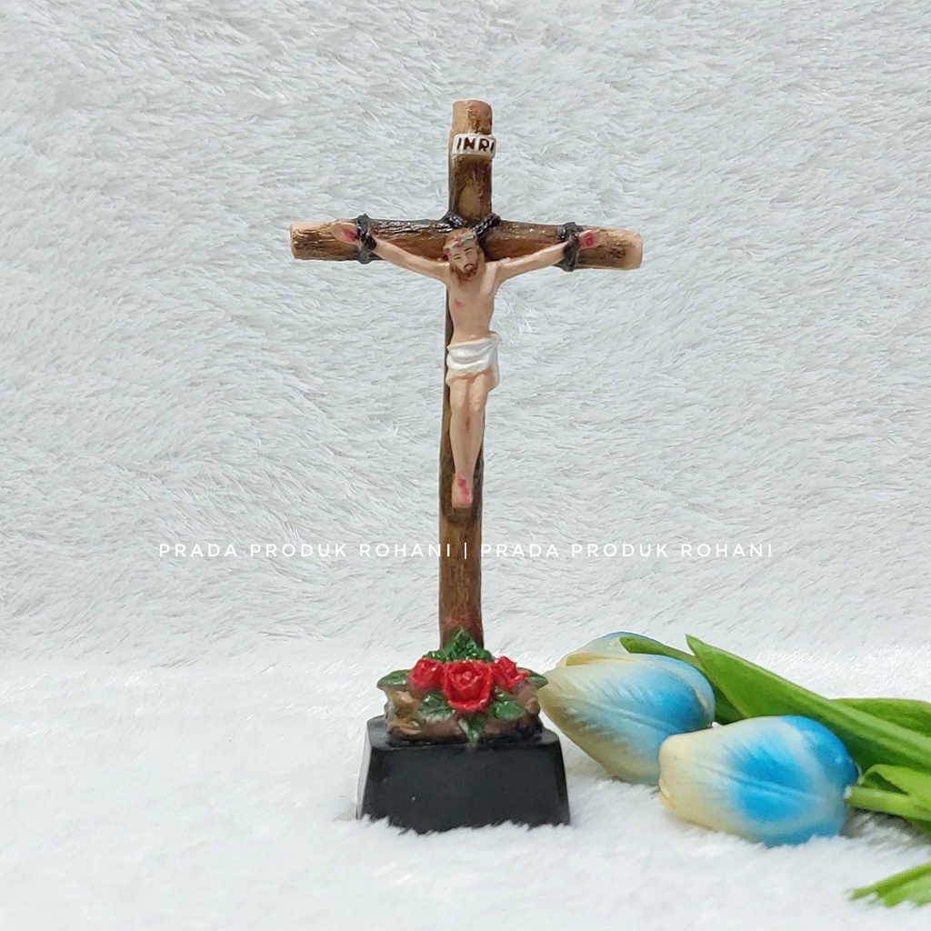 Salib Duduk Mini - Salib Duduk katolik - Salib Meja 17cm