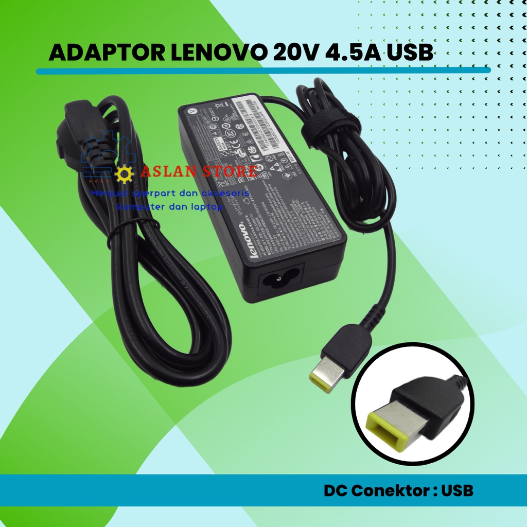 Lenovo 20V 4.5A (USB Pin) 90W E440 G400s T450 X240/PA-1650-72 Series IdeaPad B490,B490s Series B40-45 B40-70 B50-35 C40-05 C40-30 C50-30 C260 Sentuh C350 C355